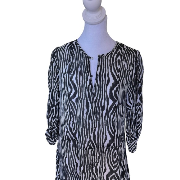 Banjanan - Midi Dress Black & White Abstract Print Sz S - Picture 3 of 9